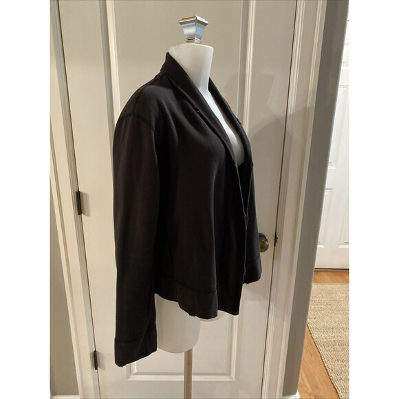 Standard James Perse Black Distressed Open Front Cardigan Sweatshirt -Size 2 - Picture 4 of 16